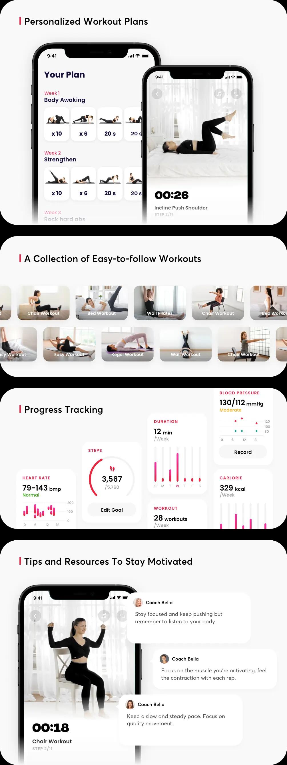 JustFit app provides personalized workout plans, progress tracking, a collection of workouts, and expert tips and resources