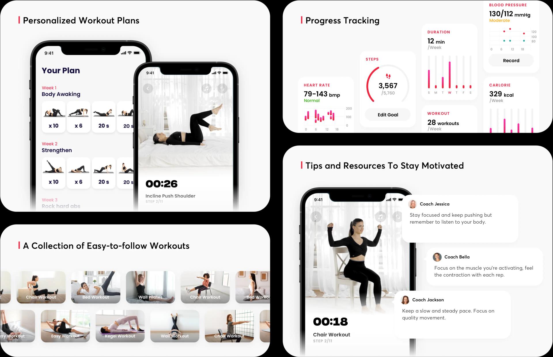 JustFit app provides personalized workout plans, progress tracking, a collection of workouts, and expert tips and resources