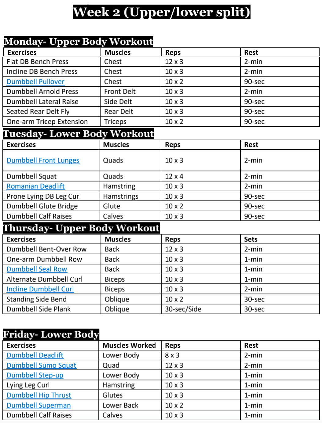 12 Week dumbbell workout plan PDF Free and Printable! JustFit