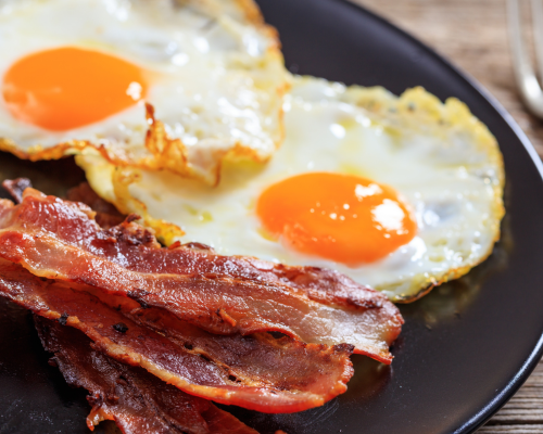 bacon and eggs 
Low-Carb Breakfast Ideas