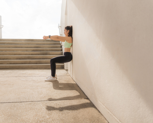 wall sit
wall pilates workout