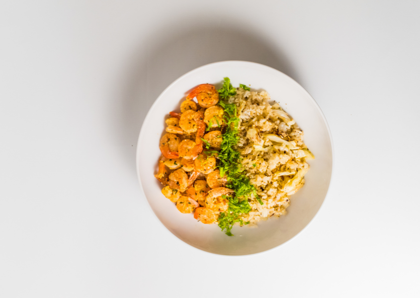 garlic butter shrimp cauliflower rice