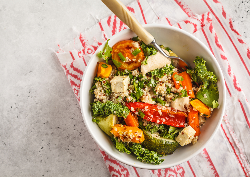 roasted vegetables and quinoa bowl
vegetarian recipes