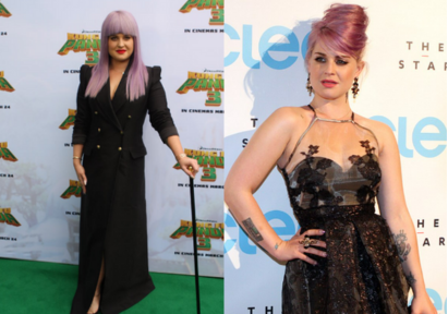 A side-by-side comparision of Kelly Osbourne before and after her weight loss.