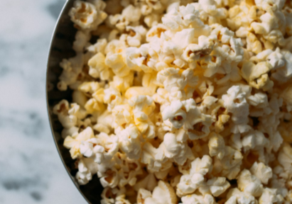 Close up image of a popcorn snack.