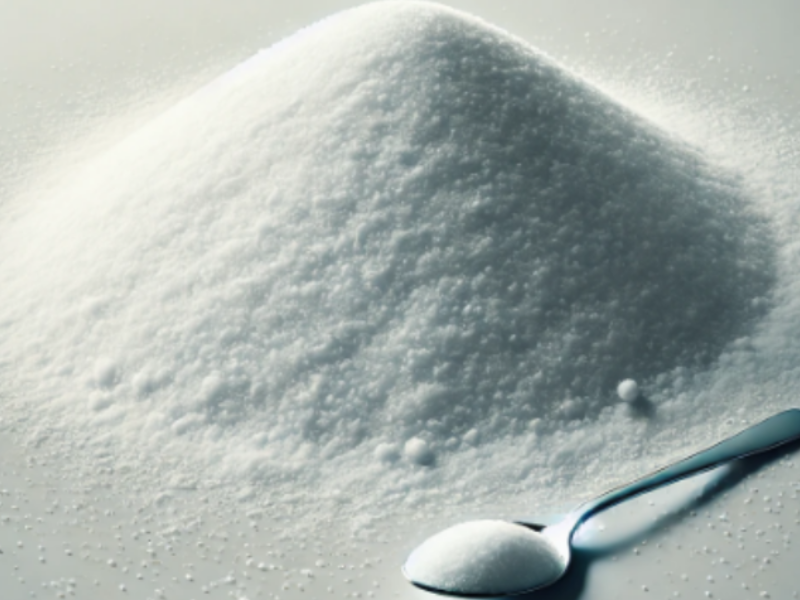 Large pile of white table salt with a teaspoon beside it, symbolizing excessive sodium consumption and its potential health risks.