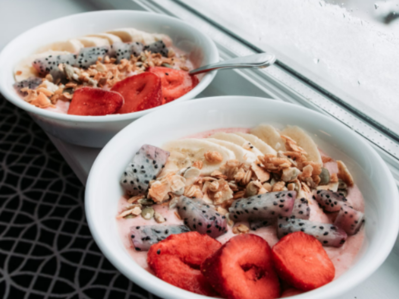 A smoothie bowl made from fruits.